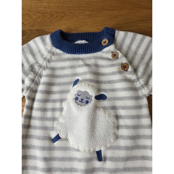 Kite Organic Cotton Striped Sheep Romper - Picture 2 of 8